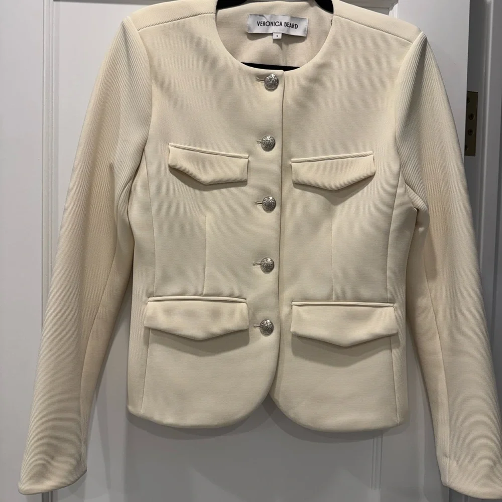 Veronica Beard Ivory Blazer with Silver Buttons - Picture 1 of 5